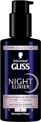 Gliss Night Elixier Anti-Spliss Wunder (100 ml), Haarserum versiegelt Spliss im Schlaf, Haarpflege repariert das Haar langanhaltend