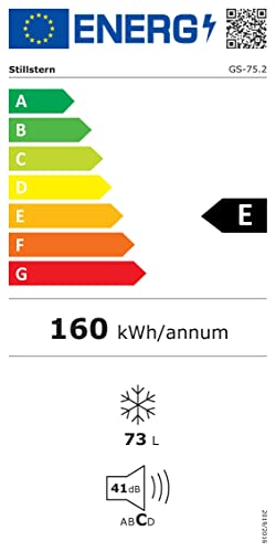 Stillstern Gefrierschrank E (73L) 4-Sterne-Gefrierfach -18°C, geringer Energieverbrauch, 3 Fächer, stufenlos regelbare Temperatur, wechselbarer Türanschlag, Gefrierschrank Klein, Tiefkühlschrank