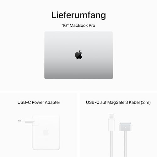 Apple 2023 MacBook Pro Laptop M3 Pro Chip mit 12‑Core CPU, 18‑Core GPU: 16,2" Liquid Retina XDR Display, 18 GB gemeinsamer Arbeitsspeicher, 512 GB SSD Speicher. Funktioniert mit iPhone/iPad, Silber