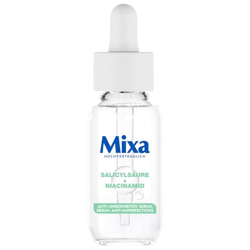 Mixa Anti-Unreinheiten Serum, Für zu Akne neigende und sensible Haut, Mit Salicylsäure, Squalan und Niacinamid, Geeignet für Gesicht & Hals, Hypoallergen, 30 ml