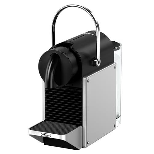 Nespresso De'Longhi Pixie EN127.S Kaffekapselmaschine, zwei Direktwahltasten, ECO-Modus, kompaktes Design, 19 Bar Drucksystem, 1260W, Silber/Schwarz