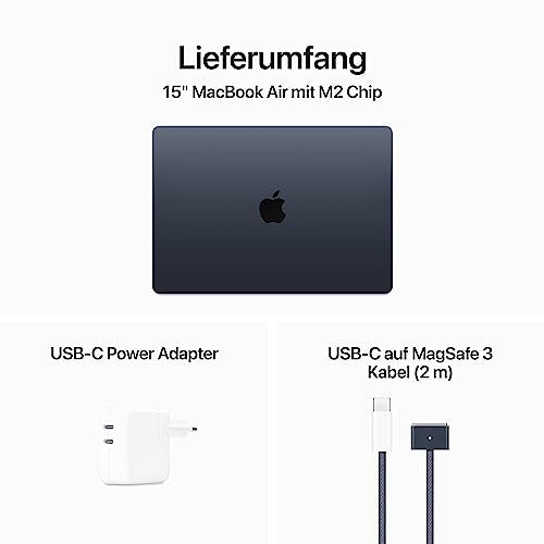 Apple 2023 MacBook Air Laptop mit M2 Chip: 15,3" Liquid Retina Display, 8GB RAM, 512 GB SSD Speicher, beleuchtete Tastatur, 1080p FaceTime HD Kamera. Funktioniert mit iPhone/iPad, Mitternachtsblau