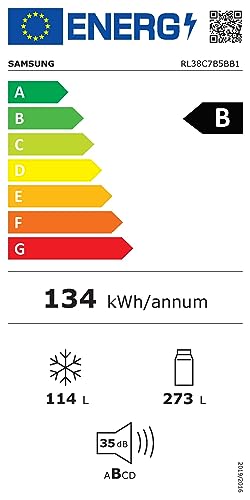 Samsung Bespoke Kühl-Gefrier-Kombination, Kühlschrank mit Gefrierfach, 203 cm, 387 l Gesamtvolumen, 114 l Gefrierteil, AI Energy Mode, Black Steel, RL38C7B5BB1/EG