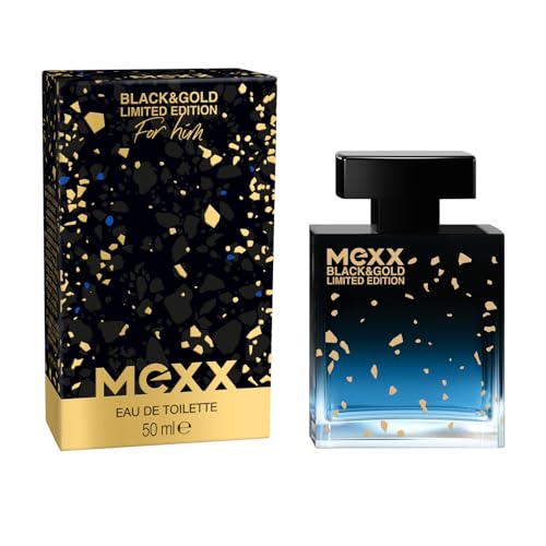 Mexx Black & Gold Limited Edition Man Eau de Toilette, holzig-fruchtiger Herrenduft, 50ml