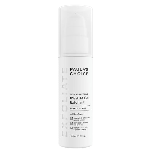 Paula's Choice Skin Perfecting 8% AHA Peeling Gel – Glättet Feine Linien und Falten – Anti-Aging Gesichtspeeling mit Glykolsäure – Weiche & Glatte Haut – Alle Hauttypen – 100 ml