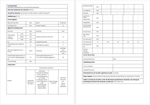 Stillstern Gefrierschrank E (73L) 4-Sterne-Gefrierfach -18°C, geringer Energieverbrauch, 3 Fächer, stufenlos regelbare Temperatur, wechselbarer Türanschlag, Gefrierschrank Klein, Tiefkühlschrank