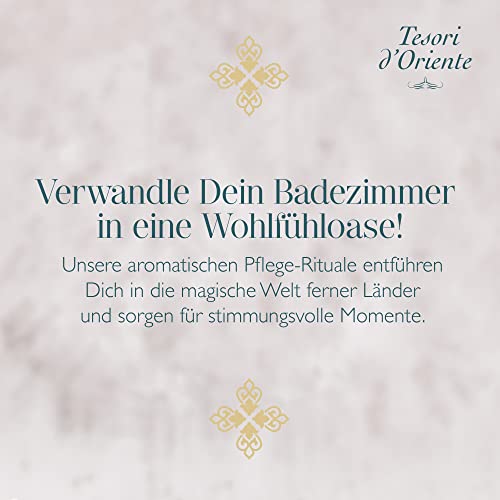 TESORI D'ORIENTE Geschenkset Ayurveda in Metallbox, Cremedusche 250 ml, EDT 100 ml & Cremebad 500 ml mit Amla-Fruchtextrakt, Sesam-Öl, Aloe vera und Calendula, Wellness-Rituale für Körper & Sinne