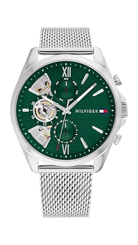 Tommy Hilfiger Multi Zifferblatt Quarz Uhr für Herren mit Silbernes Edelstahlarmband - 1710647