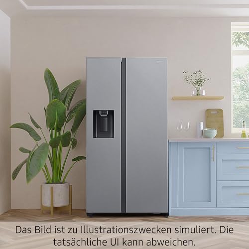 Samsung Side-by-Side-Kühlschrank mit Gefrierfach, 178 cm, 634 l Gesamtvolumen, 225 l Gefrierteil, AI Energy Mode, Wasser- und Eisspender, Frischwasseranschluss, Premium Black Steel, RS6GCG885DB1EG