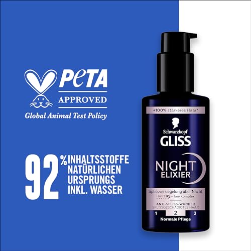 Gliss Night Elixier Anti-Spliss Wunder (100 ml), Haarserum versiegelt Spliss im Schlaf, Haarpflege repariert das Haar langanhaltend