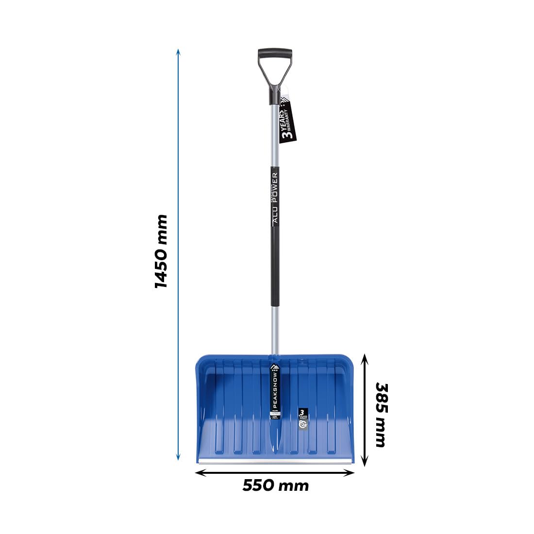 Schneeschaufeln - Schneeräumer für kleine und große Schneemengen – Kunststoff-Blatt, Aluminiumkante, Aluminium-Stiel mit separatem Griffbereich Ergonomisch