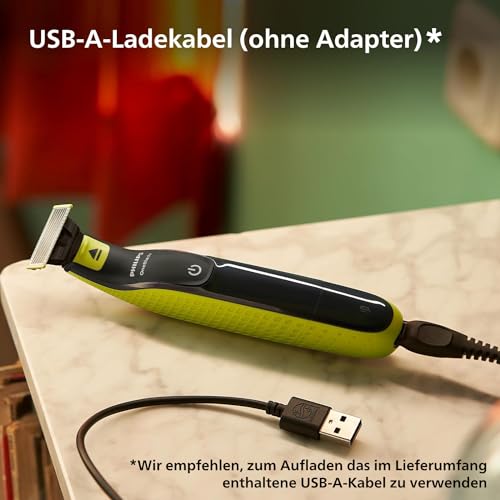 Philips OneBlade Face & Body – Elektrischer Bartschneider, Rasierer und Bodygroomer zum Trimmen, Stylen und Rasieren, 3x Original-Klingen, 1x 5-in-1 Trimmaufsatz, 2x Körperaufsätze, QP2824/30