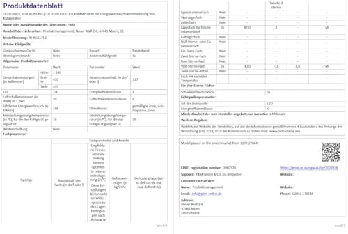 PKM Kühlgefrierkombination KHKG117E 117 Liter Nutzinhalt Nur 39 dB (Schwarz)