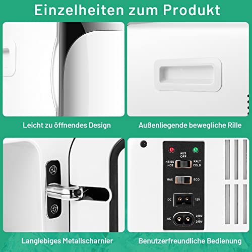 COSTWAY 2 in 1 Mini Kühlschrank, 15L Kühlschrank klein mit Kühl- und Heizfunktion, -3℃/50℃, DC/AC für Autos, Büros Camping und Wohnheim, 26dB (Schwarz)