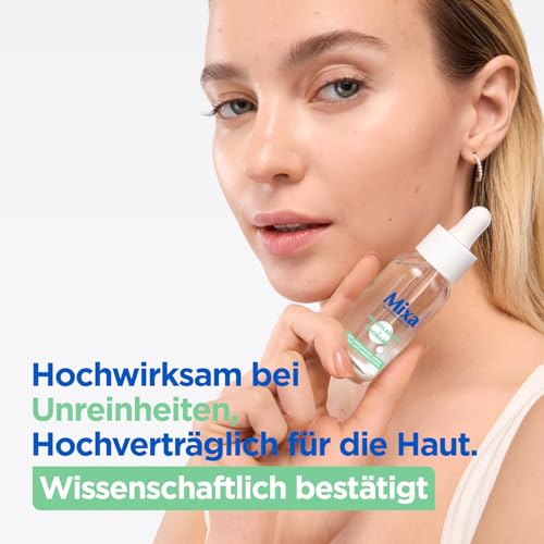 Mixa Anti-Unreinheiten Serum, Für zu Akne neigende und sensible Haut, Mit Salicylsäure, Squalan und Niacinamid, Geeignet für Gesicht & Hals, Hypoallergen, 30 ml