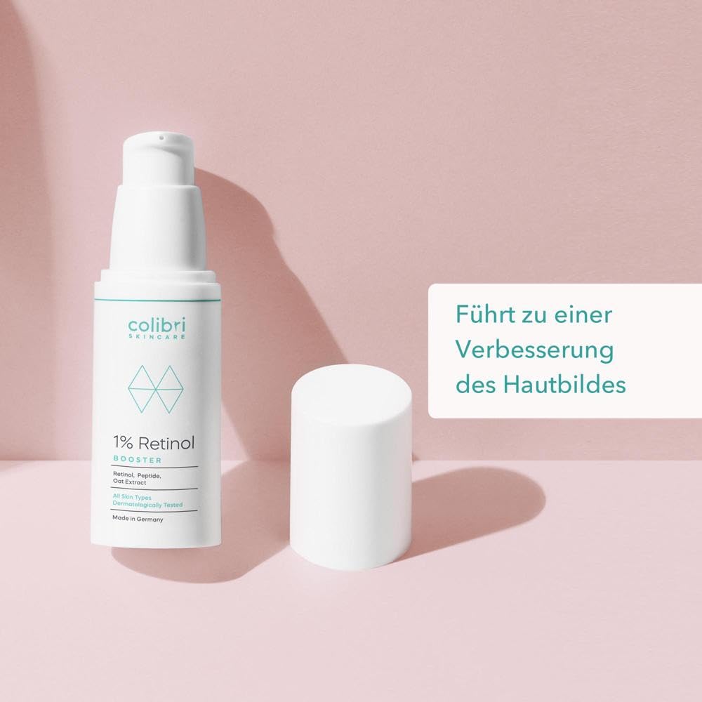 colibri skincare 1% Retinol Booster 30ml - lässt die Haut glatter und strahlender aussehen - liposomal verkapseltes Retinol für sichtbare Ergebnisse - Retinol Serum hochdosiert