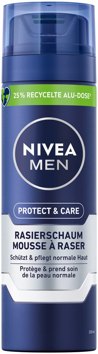 NIVEA MEN Protect & Care Rasierschaum (200 ml), Schutz und Pflege für eine sanfte Rasur, hautschonender Rasierschaum für Männer mit Aloe Vera und Panthenol