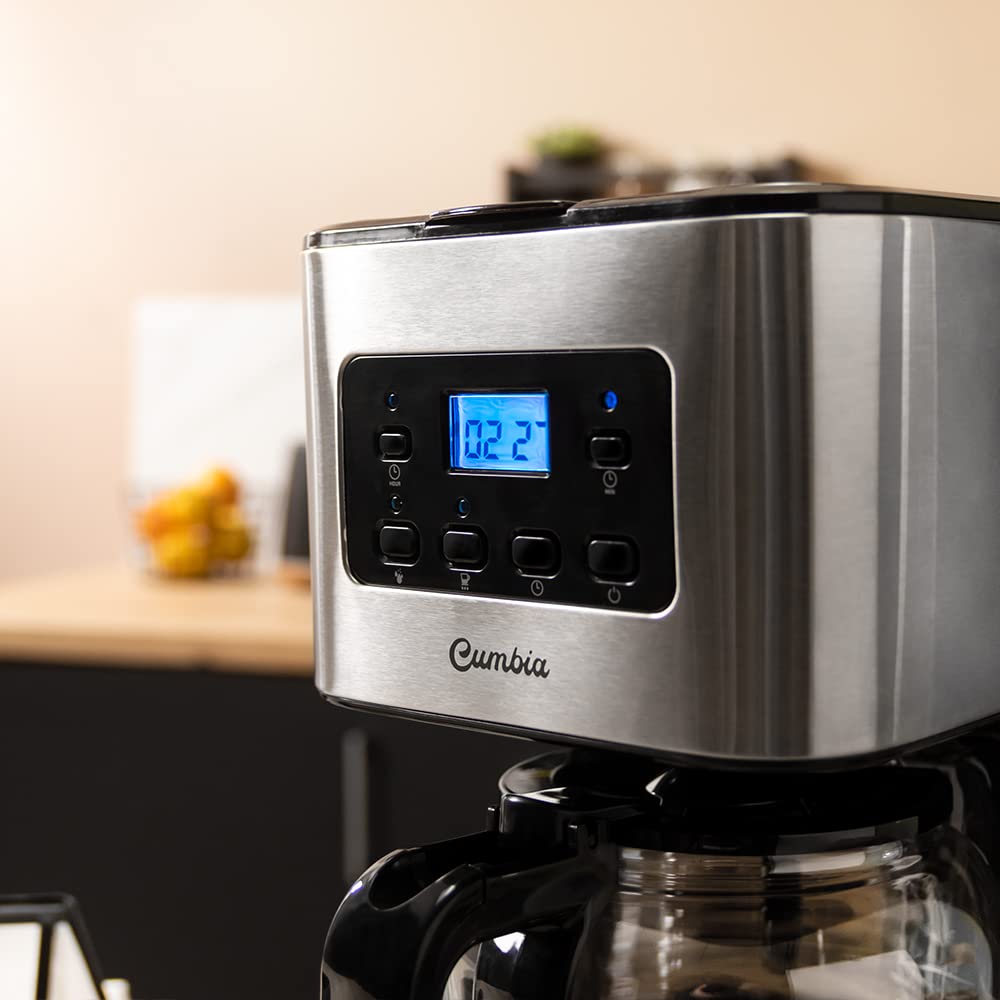 Cecotec Programmierbare Tropfkaffeemaschine Coffee 66 Smart Plus. 980W, Fassungsvermögen 12 Tassen, ExtemAroma-Technologie, AutoClean-Funktion, Edelstahldesign, LCD-Bildschirm, 1,5L Fassungsvermögen