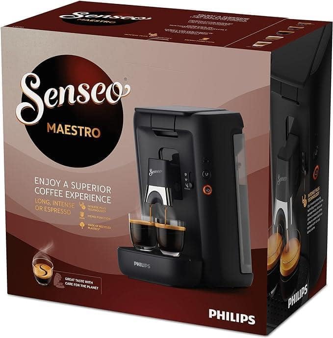 PHILIPS Senseo Maestro Kaffee Padmaschine – Intense Plus Technologie, Hochwertige Espressoqualität, Umweltfreundliches Design, 1,2L Wassertank, Memo-Funktion, Entkalkungsanzeige (CSA260/60)