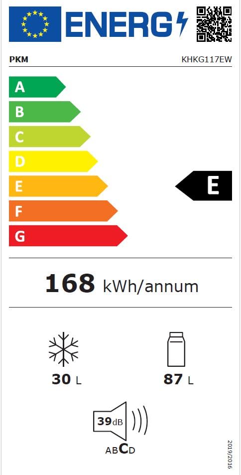 PKM Kühlgefrierkombination KHKG117E 117 Liter Nutzinhalt Nur 39 dB (Weiß)