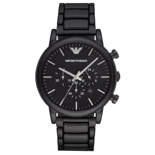 Emporio Armani Herren-Chronograph, Edelstahluhr, 46 mm Gehäusegröße