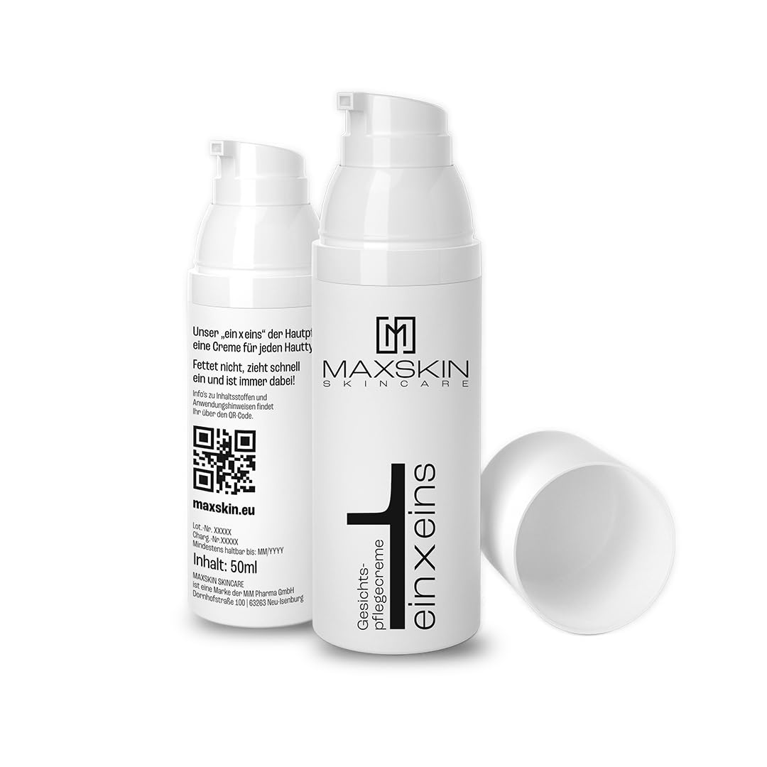 MAXSKIN® 50ml Gesichtspflege mit Glycerin - Die Gesichtscreme für jeden Hauttypen - maximale Verträglichkeit, wirkt antimikrobiell & feuchtigkeitsspendend | 10 Inhaltsstoffe | vegan & tierversuchsfrei