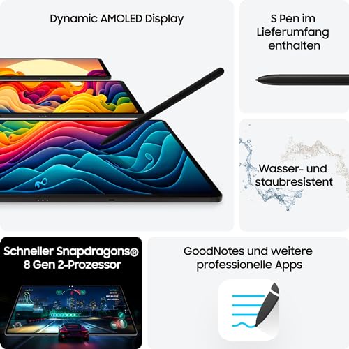 Samsung Galaxy Tab S9 AI-Android-Tablet, Wi-Fi, 128 GB / 8 GB RAM, MicroSD-Kartenslot, Inkl. S Pen, Simlockfrei ohne Vertrag, Graphit, Inkl. 36 Monate Herstellergarantie [Exklusiv bei Amazon]