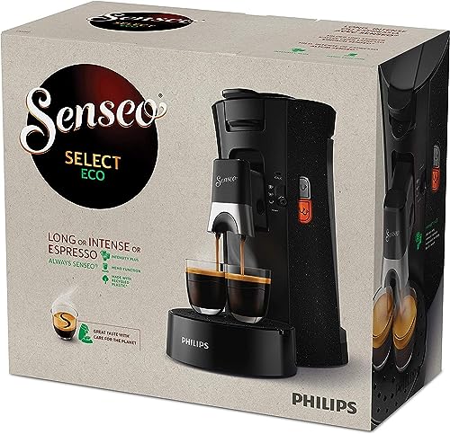 PHILIPS Senseo Select Kaffeepadmaschine – Kaffeestärkewahl Plus, Crema Plus Technologie, 0,9L Wassertank, Energiesparend, Zwei-Tassen-Funktion, Memo-Funktion, Höhenverstellbarer Auslauf (CSA240/20)