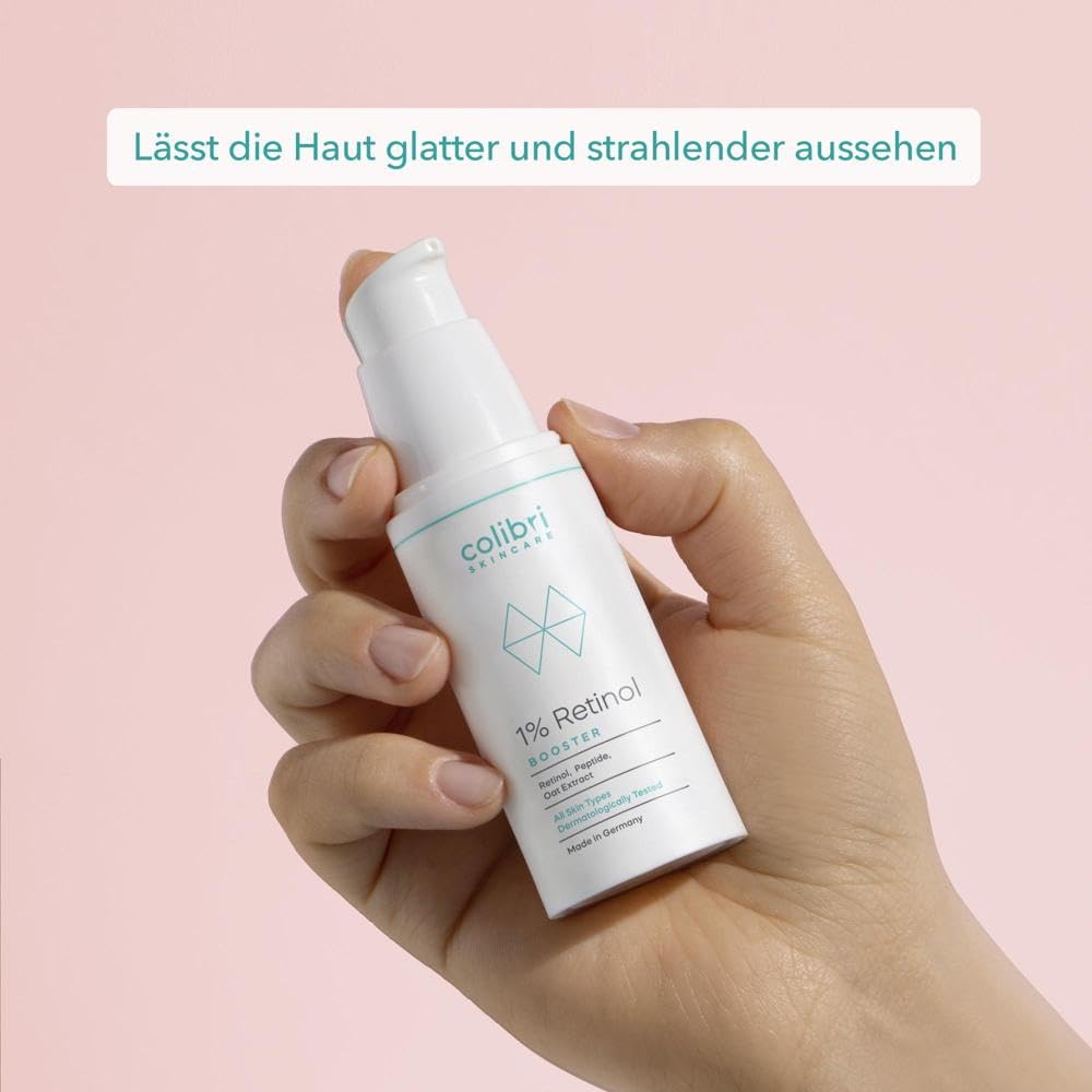 colibri skincare 1% Retinol Booster 30ml - lässt die Haut glatter und strahlender aussehen - liposomal verkapseltes Retinol für sichtbare Ergebnisse - Retinol Serum hochdosiert