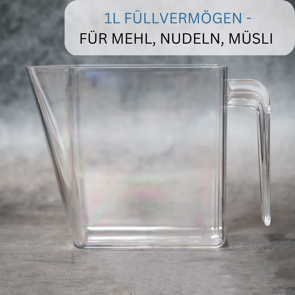 Westmark Schütten-Set, 4tlg., 1 Schüttengehäuse inkl. drei Schütten + 3 Schaufeln, Schütten-Volumen: je 1 l, Schaufel-Volumen: je 55 ml, Kunststoff, Transparent/Weiß, 73052260