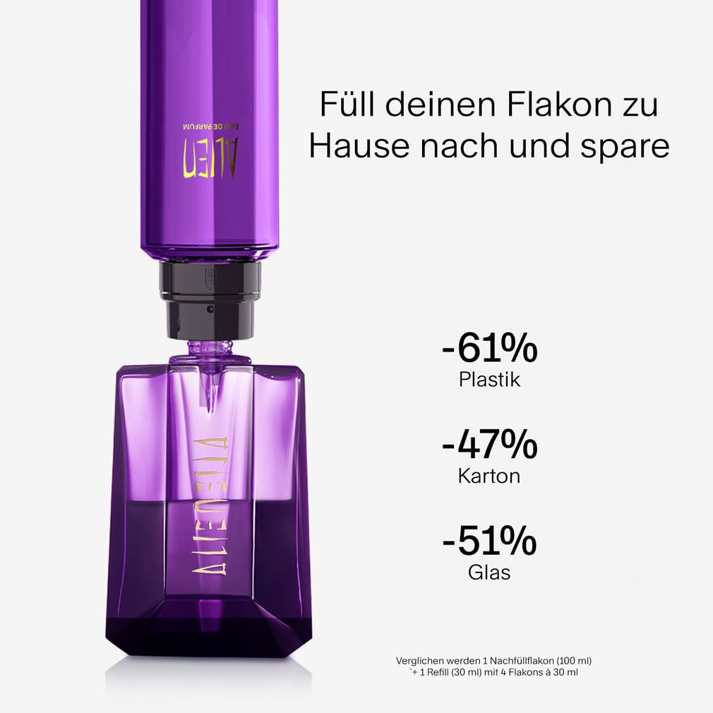 MUGLER Alien Eau de Parfum, Damen-Parfum, Amberartig, holzig und blumig, Außergewöhnlicher Duft, Nachfüllbar, 60 ml