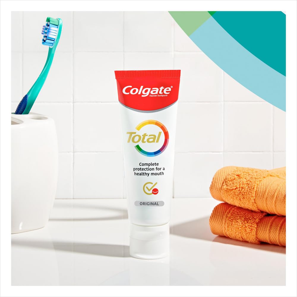 Colgate Total Original 4x100ml | 24h AKTIV SCHUTZ* | Colgate Zahnpasta mit einzigartiger antibakterieller Technologie mit Dual Zinc für umfassende Zahnreinigung | 8 Vorteile für kompletten Schutz