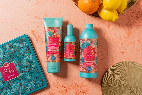 TESORI D'ORIENTE Geschenkset Ayurveda in Metallbox, Cremedusche 250 ml, EDT 100 ml & Cremebad 500 ml mit Amla-Fruchtextrakt, Sesam-Öl, Aloe vera und Calendula, Wellness-Rituale für Körper & Sinne