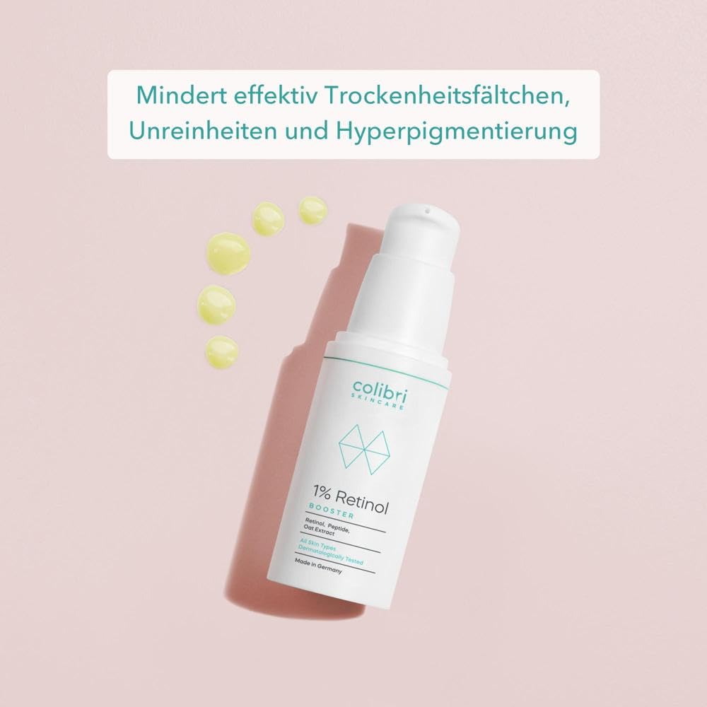 colibri skincare 1% Retinol Booster 30ml - lässt die Haut glatter und strahlender aussehen - liposomal verkapseltes Retinol für sichtbare Ergebnisse - Retinol Serum hochdosiert