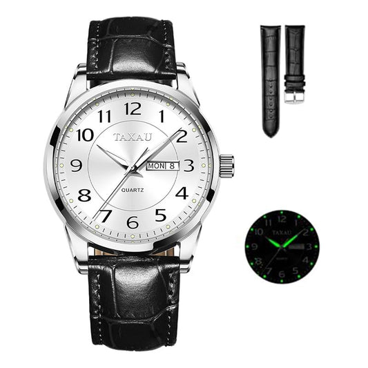 Taxau Herrenuhren Arabische Ziffern Großes Zifferblatt Leicht zu lesen Herrenuhren Einfacher Stil Day Date Uhren wasserdichte leuchtende Armbanduhren Reloj para Hombre