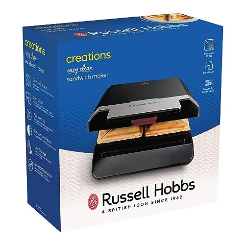 Russell Hobbs Sandwichmaker [langlebige antihaftbeschichtete Platten] Sandwichtoaster Easy Clean (schnelles Aufheizen, BPA frei, einfache Reinigung, platzsparende Aufbewahrung) 26800-56