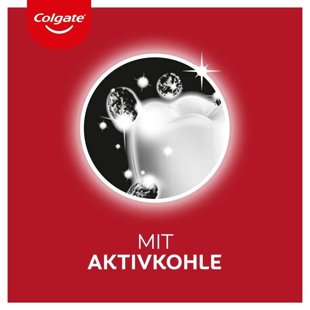 Colgate Max White Charcoal Zahncreme 4x75ml | Mit Aktivkohle | Zahnpasta Colgate entfernt bis zu 100% der oberflächlichen Verfärbungen* | Colgate Zahnpasta für weißere Zähne