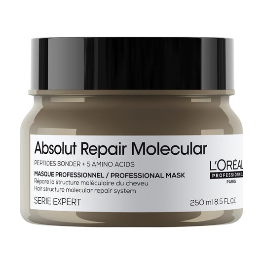 L'Oréal Professionnel Maske für strukturgeschädigtes Haar, Molekulare Tiefenreparatur für mehr Geschmeidigkeit, Mit Peptidbondern und 5 Aminosäuren, Serie Expert, Absolut Repair Molecular Maske, 250ml