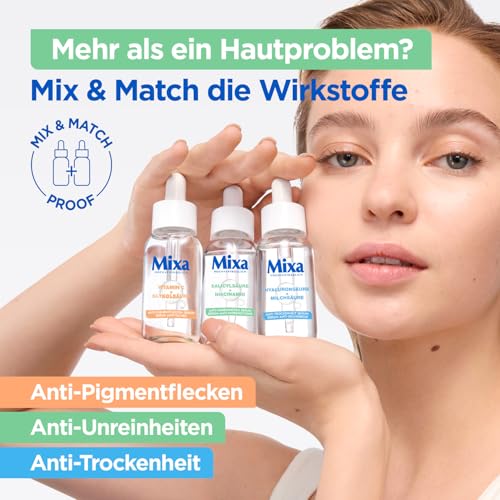 Mixa Anti-Unreinheiten Serum, Für zu Akne neigende und sensible Haut, Mit Salicylsäure, Squalan und Niacinamid, Geeignet für Gesicht & Hals, Hypoallergen, 30 ml