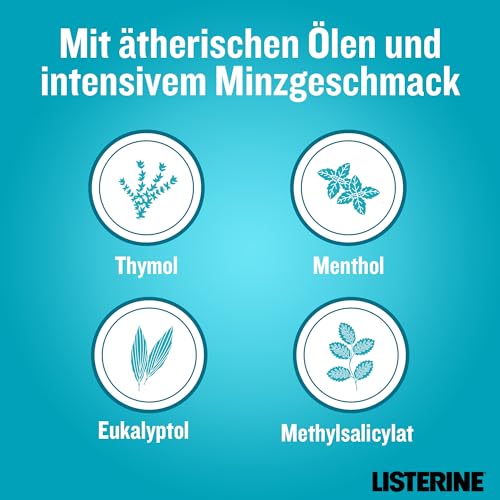 LISTERINE Cool Mint Mundwasser (1000 ml), antibakterielle Mundspülung mit ätherischen Ölen & intensivem Minzgeschmack, Zahnpflege-Spülung reduziert Zahnbelag und bekämpft wirksam Mundgeruch