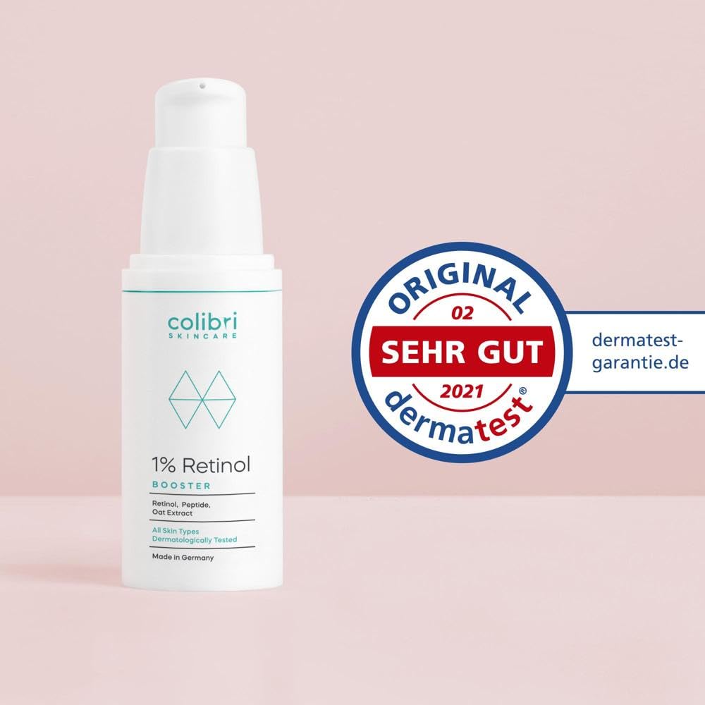 colibri skincare 1% Retinol Booster 30ml - lässt die Haut glatter und strahlender aussehen - liposomal verkapseltes Retinol für sichtbare Ergebnisse - Retinol Serum hochdosiert