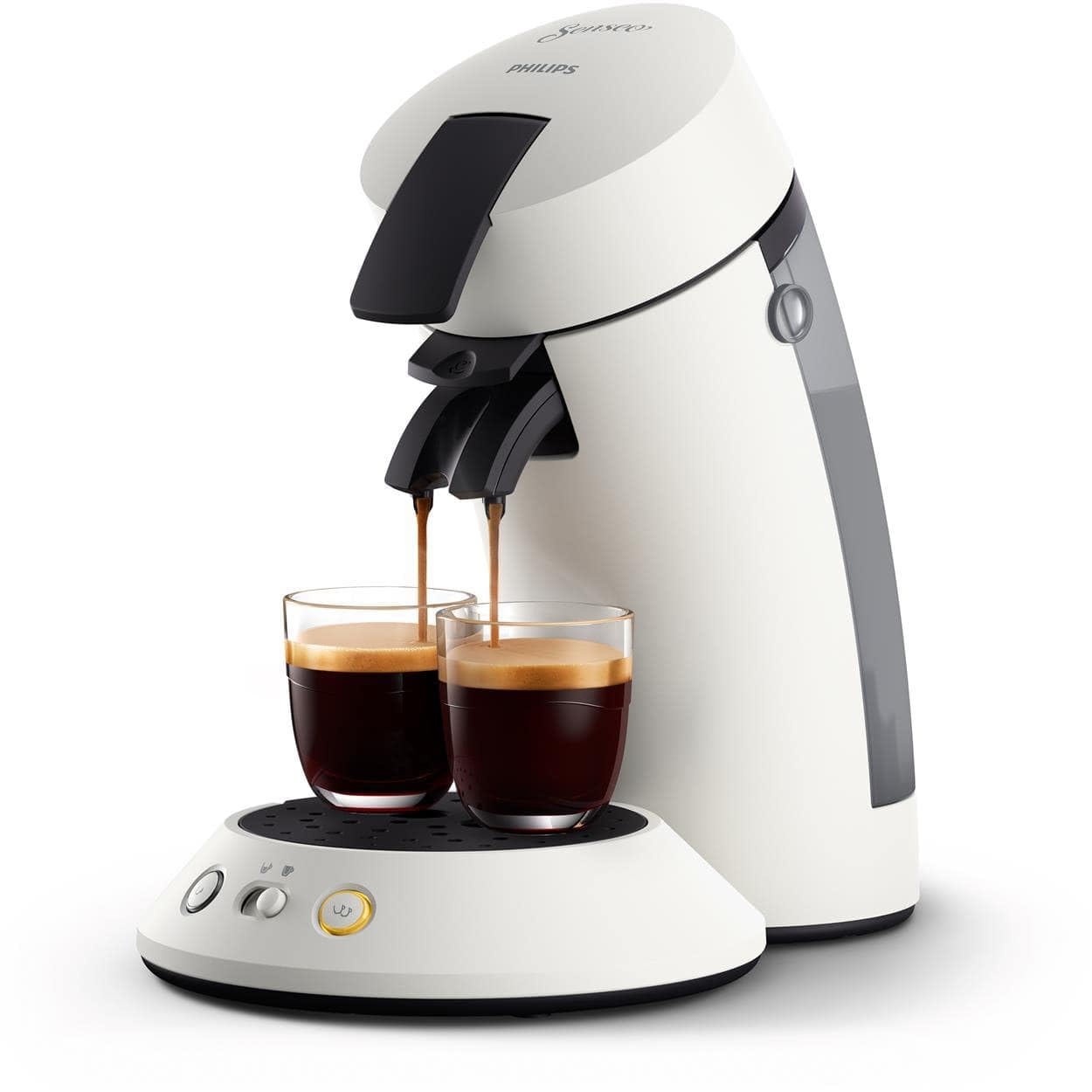 PHILIPS Senseo Original Plus Kaffeepadmaschine – Coffee Boost Technologie, Kaffeestärkewahl, 0,7 L Wassertank, Direktstart- und Abschaltfunktion, Zwei-Tassen-Funktion, Sanfte Crema (CSA210/10)