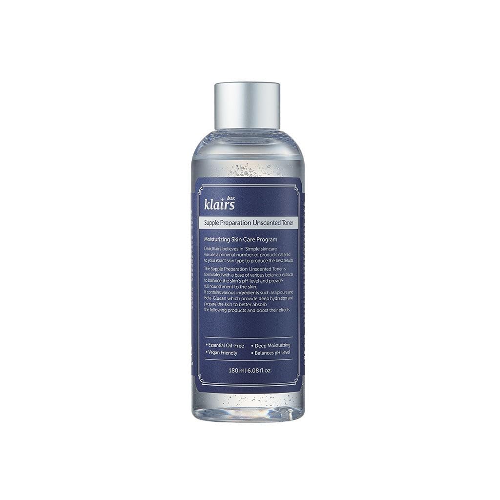 Dear Klairs SUPPLE PREPARATION Unscented Toner 180ml - Leicht, Ätherisch-Ölfrei, Alkoholfrei, Beruhigend, Schnell Absorbierend, Nicht Irritierend, Duftfrei, K-Beauty