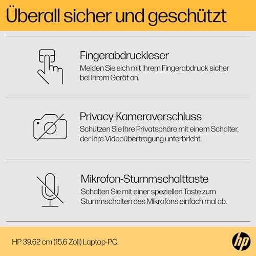 HP Laptop, 15,6" FHD Display, AMD Ryzen 5 7520U, 16 GB DDR5 RAM, 512 GB SSD, AMD Radeon-Grafik, Windows 11 Home, QWERTZ, Natural Silver mit HP Fast Charge