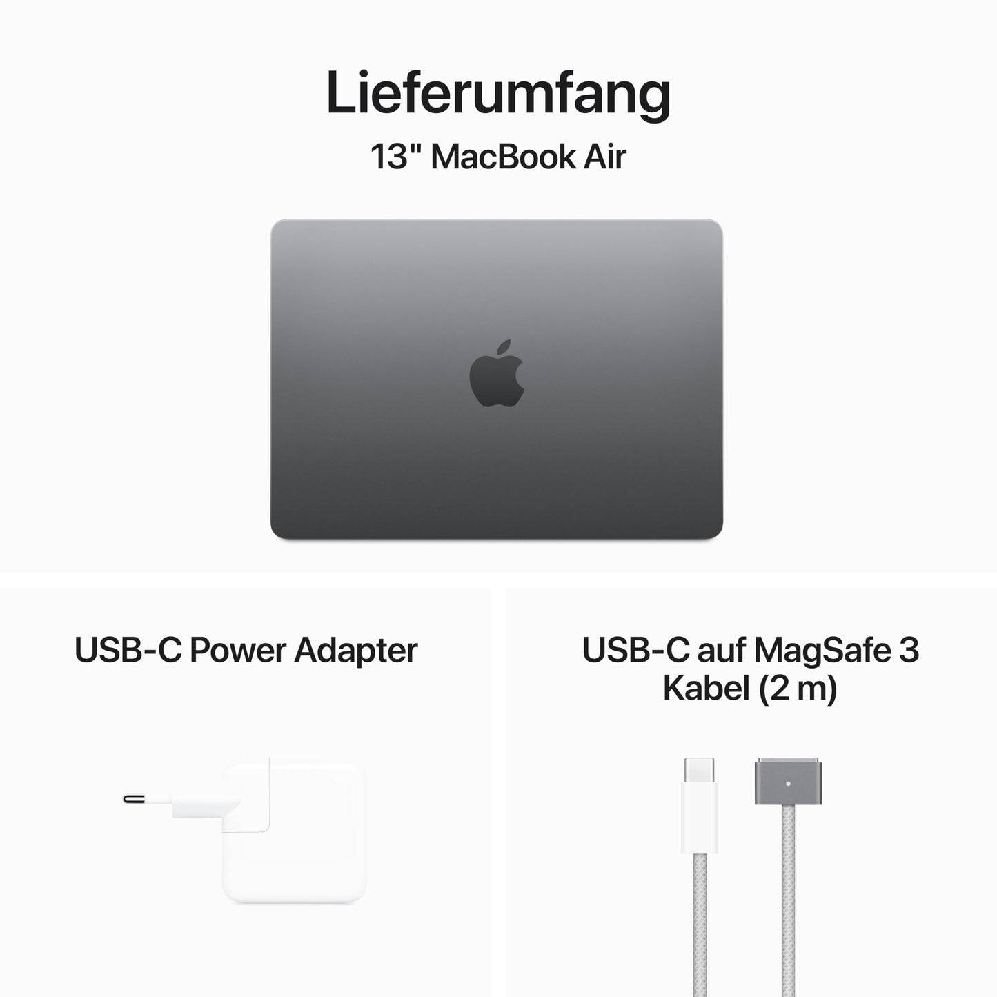 Apple 2024 13" MacBook Air Laptop mit M3 Chip: 13,6" Liquid Retina Display, 16 GB gemeinsamer Arbeitsspeicher, 512 GB SSD Speicher, beleuchtete Tastatur, 1080p FaceTime HD Kamera, Space Grau