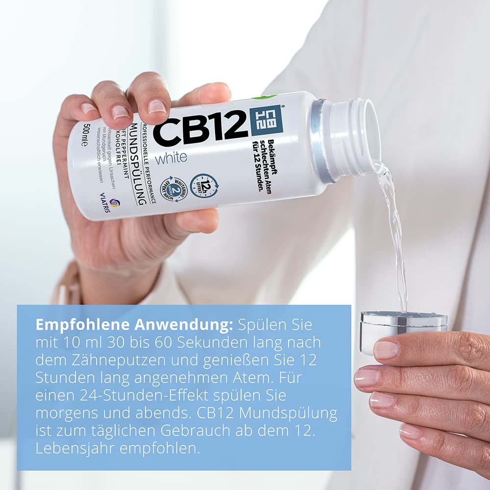 CB12 White – Angenehmer Atem für 12 Stunden und weißere Zähne – 500 ml, Minze, für Mundgeruch Behandlung