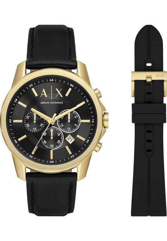 Armani Exchange Geschenkset Herrenuhr Chronograph Edelstahl goldfarben, AX7133SET