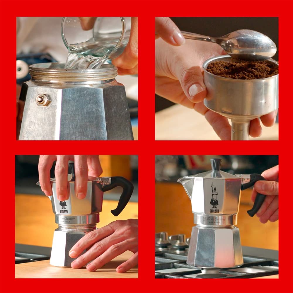 Bialetti - Moka Express: Ikonische Espressomaschine für die Herdplatte, macht echten Italienischen Kaffee, Moka-Kanne 12 Tassen (600 ml), Aluminium, Silber