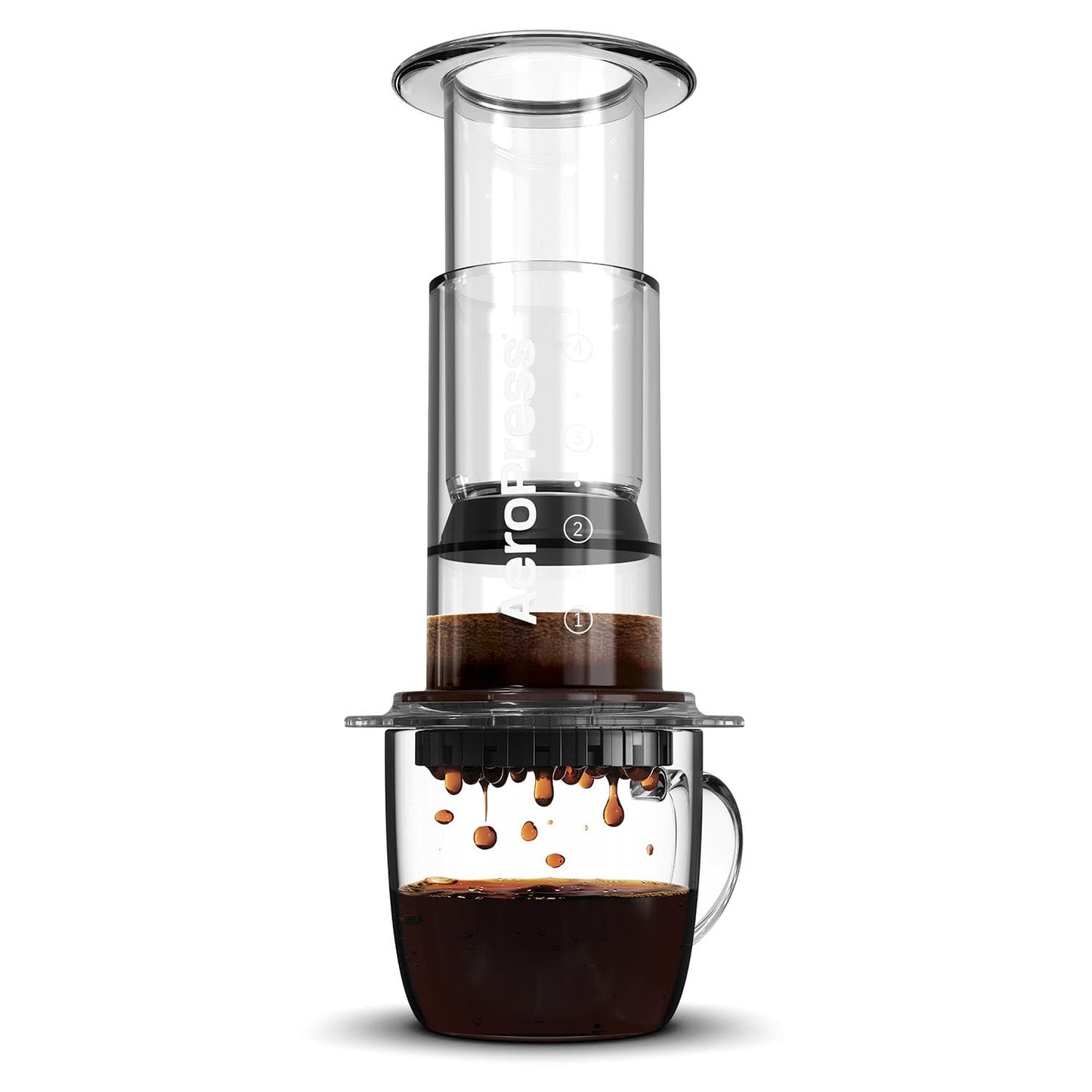 AeroPress Clear Kaffeepresse – 3-in-1 Kaffeemaschine kombiniert French Press, Pour Over & Espresso – Vollmundiger Kaffee ohne Bitterkeit – Tragbare Mini-Kaffeemaschine für Reisen, Transparent