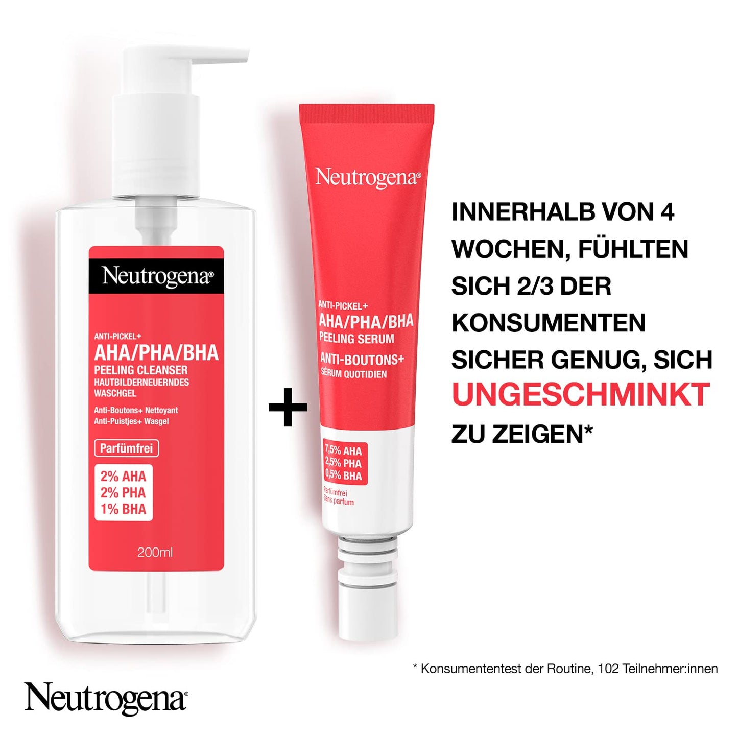 Neutrogena Anti-Pickel+ Peeling Serum (30 ml), hautbilderneuerndes Gesichtsserum mit hautklärender Salicylsäure + AHA/PHA für unreine Haut, reduziert Pickel & Pickelmale sichtbar in nur 1 Woche*